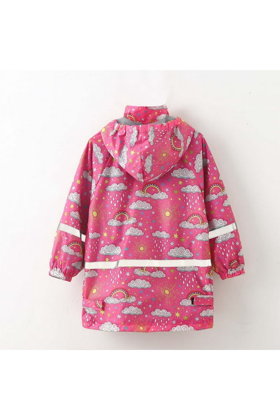 Rain Coats for Girls Waterproof Slicker Shell Windbreaker Rain Jackets Hot Pink, Size 3T-11