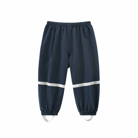 ATOGUTA Rain Pants For Girls Waterproof Flower Print Rain Rainwear Kids Windproof Mud Dirty Proof Elastic Trousers for Boys Girls Navy, Size 2-12 Years