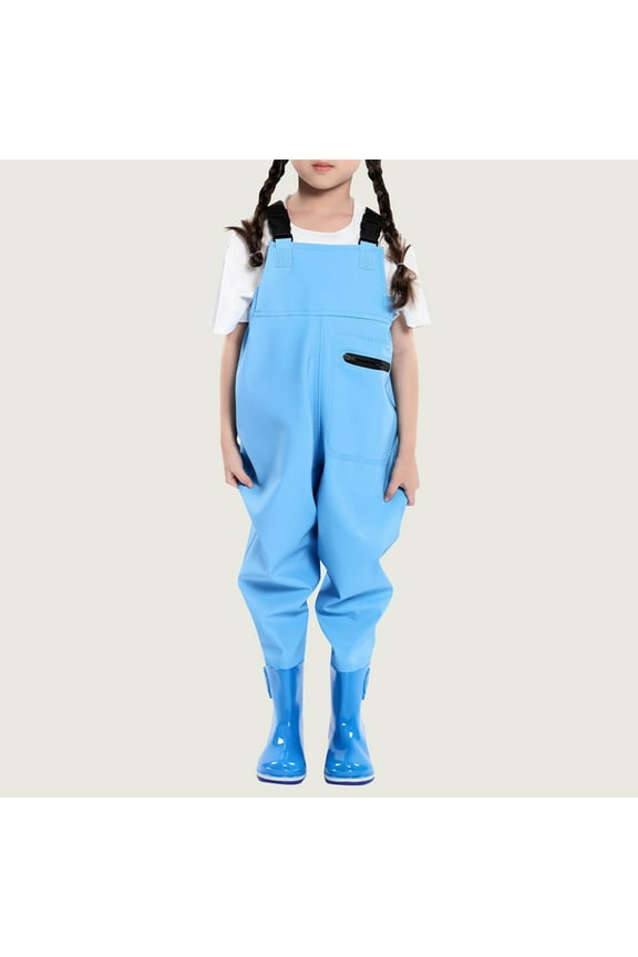 Rain Pants Kids Waterproof Water Pants Fishing Pants Waterproof And Wading Pants for Boys Girls Blue, Size 3-13 Years