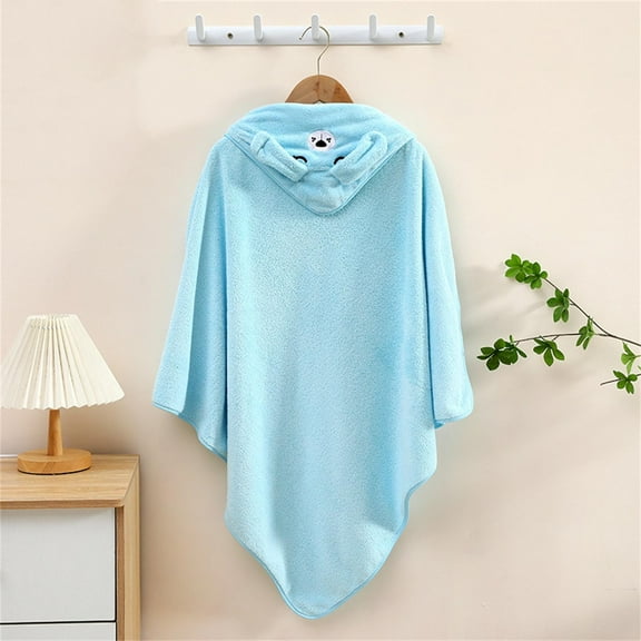 ATOGUTA Robes for Girls Unisex Hooded Blanket Casual Home Clothes Warm Lamb Cape Fleece Shawl Kid's Bathrobe Blanket Size 0-8, Blue