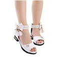 thumbnail image 1 of ATOGUTA Sandals Girls White High Heel Strappy Open Toe Ankle Strap Dress Shoes for Little Big Kids in Wedding Party, 1 of 5