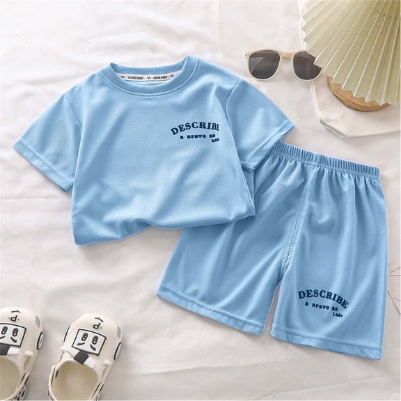 ATOGUTA School Clothes for Boys Short Sleeve T-shirt and Shorts Casual Summer Outfit for Boys 8M-7