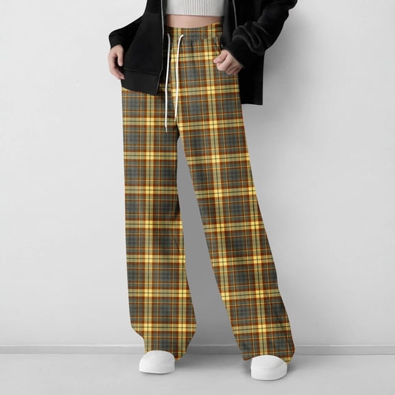 ATOGUTA School Pants Girls Boys Soft Plaid Long Pj Pants Kids Cute Elastic Waist Drawstring SLeep Bottoms with Pockets Size 5T-15, Black