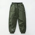 thumbnail image 1 of ATOGUTA School Pants for Boys Size 4T-15 Waterproof Lightweight Pants Elastic Waist Outdoors Trousers for Boys Girls Army Green, 1 of 5