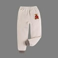 thumbnail image 1 of ATOGUTA School Pants for Girls Size 3T-14 High Waisted Elastic Waist Lightweight Outdoor Fleece Jogger Pants Beige, 1 of 6