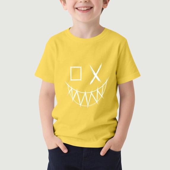 ATOGUTA School Shirt Boy Kids Summer Crewneck Tops Basic Tees Yellow, Size 3T-16