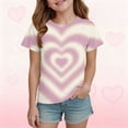 thumbnail image 1 of ATOGUTA School Shirt Girls Love Heart Valentine Graphic T-Shirt Valentines Day Outfit Tee Top Size 3T-14, Beige, 1 of 6