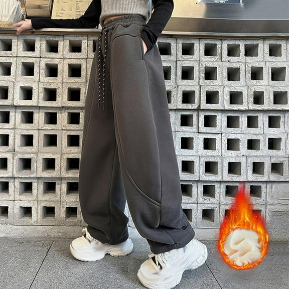 ATOGUTA School Uniform Pants for Girls Size 3T-13 High Waisted Elastic Waist Lightweight Outdoor Jogger Pants Gray