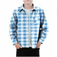 thumbnail image 1 of ATOGUTA School Uniform Shirts for Boys Classic Woven Long Sleeve Plaid Collared Shirt for Boys Size 3T-9, Sky Blue, 1 of 3