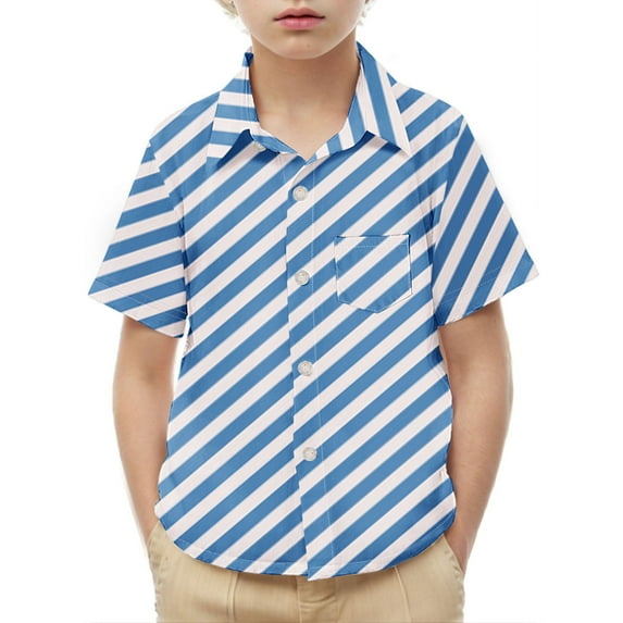 ATOGUTA School Uniform Shirts for Boys Kids Casual Button Down Shirts with Chest Pocket Blue, 2-15 Years