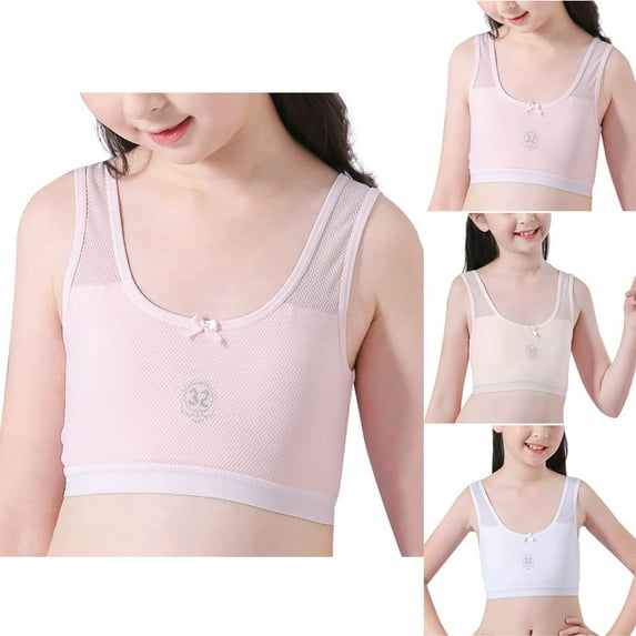 ATOGUTA Seamless Training Bra for Girls Size 8-14 Bralette Seamless Cami Crop Bras Built-Up Stretch Sports Bra in Everyday Colors Pink