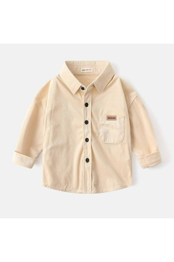 Shirt Boys Kids Casual Dress Western Long Sleeve Snap Button Down Shirts Khaki 3T-9