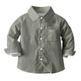 thumbnail image 1 of ATOGUTA Shirts for Boys Button-Down Long Sleeve Shirt Back to School Dress Shirts Gray, Size 6M-8, 1 of 5