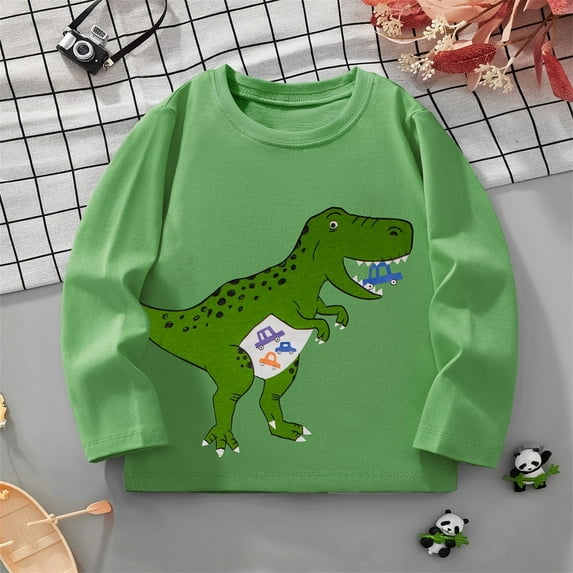 ATOGUTA Shirts for Boys Long Sleeve T-Shirts for Boys Kids Tees Clothes Summer Tops Green, 3-9 Years