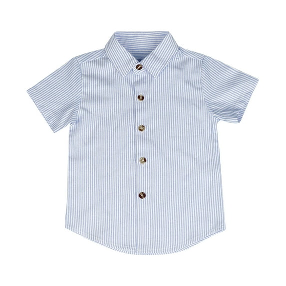 ATOGUTA Shirts for Boys Short Sleeve Dress Shirts Formal Uniform Woven Kids' Casual Collared Shirt Blue, Size 3T-11