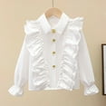 thumbnail image 1 of ATOGUTA Shirts for Girls Button Down Shirts Long Sleeve Kids Casual Blouse Fall Winter Tops T-Shirt White, Size 4T-15, 1 of 4