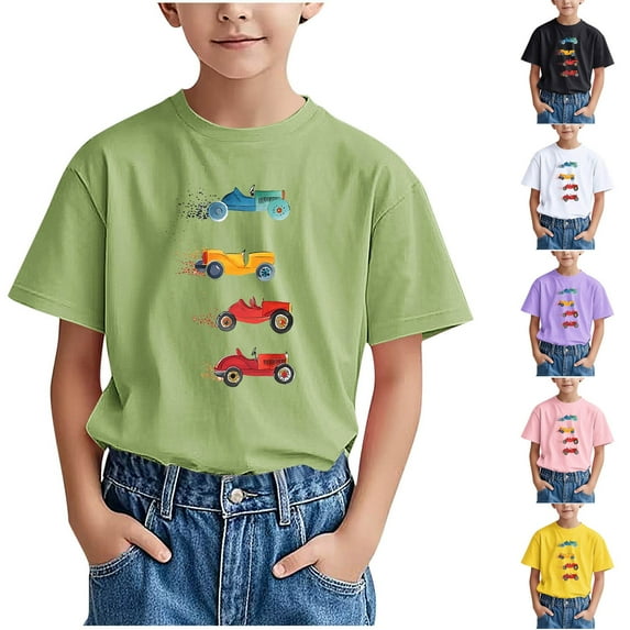 ATOGUTA Shirts for Teens Boys Purple Short Sleeve Kids Crewneck Pullover Tees Casual Graphic T-Shirts for Boys 3T-15