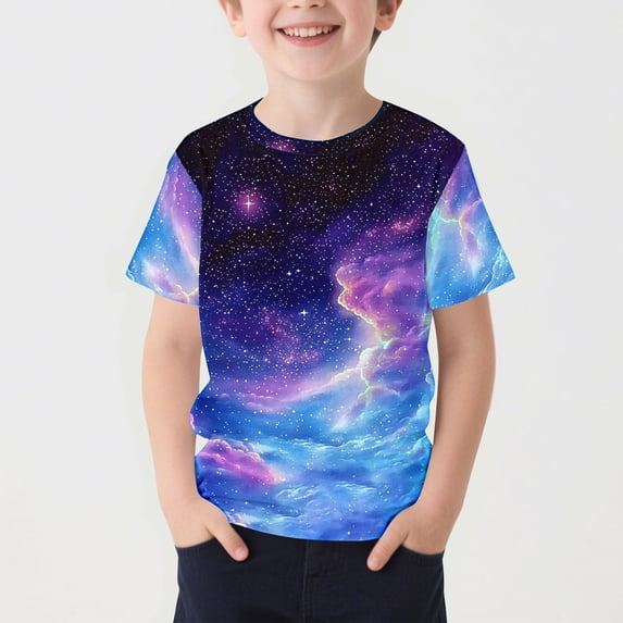 ATOGUTA Short Sleeve Shirt Boy Kids Summer Tops Crewneck Basic Graphic Tees Multicolor, Size 3T-15