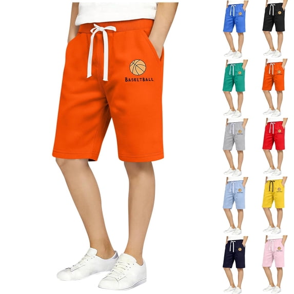 ATOGUTA Shorts for Boys Lightweight Running Shorts for Teen Boys Kids Sports Active Short with Pocket and Elastic Size 1T-12, Orange