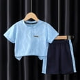thumbnail image 1 of ATOGUTA Size 1-12 Years Boys Activewear Set 2 Piece Short Sleeve Graphic T-Shirts and Active Shorts Outfit Set for Boys Blue, 1 of 5