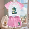 thumbnail image 1 of ATOGUTA Size 1-12 Years Boys Clothing Sets Kids Short Sleeve Top T-Shirt & Shorts Dinosaur Clothing Sets Pink, 1 of 5