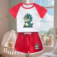 thumbnail image 1 of ATOGUTA Size 1-12 Years Boys Hawaiian Outfit Kids Short Sleeve Top T-Shirt & Shorts Dinosaur Clothing Sets Red, 1 of 5