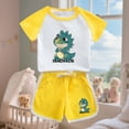 thumbnail image 1 of ATOGUTA Size 1-12 Years Clothes Boys Kids Short Sleeve Top T-Shirt & Shorts Dinosaur Clothing Sets Yellow, 1 of 5