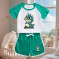 thumbnail image 1 of ATOGUTA Size 1-12 Years Toddler Boy Outfit Kids Short Sleeve Top T-Shirt & Shorts Dinosaur Clothing Sets Green, 1 of 5