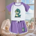 thumbnail image 1 of ATOGUTA Size 1-12 Years Toddler Boy Sets Kids Short Sleeve Top T-Shirt & Shorts Dinosaur Clothing Sets Purple, 1 of 5