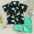 thumbnail image 1 of ATOGUTA Size 1-5 Years Toddler Boy Summer Outfits Kids Short Sleeve Top T-Shirt & Shorts Dinosaur Clothing Sets Black, 1 of 3