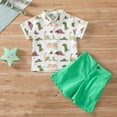 thumbnail image 1 of ATOGUTA Size 1-5 Years Toddler Boys Outfits Kids Short Sleeve Top T-Shirt & Shorts Dinosaur Clothing Sets Green, 1 of 5