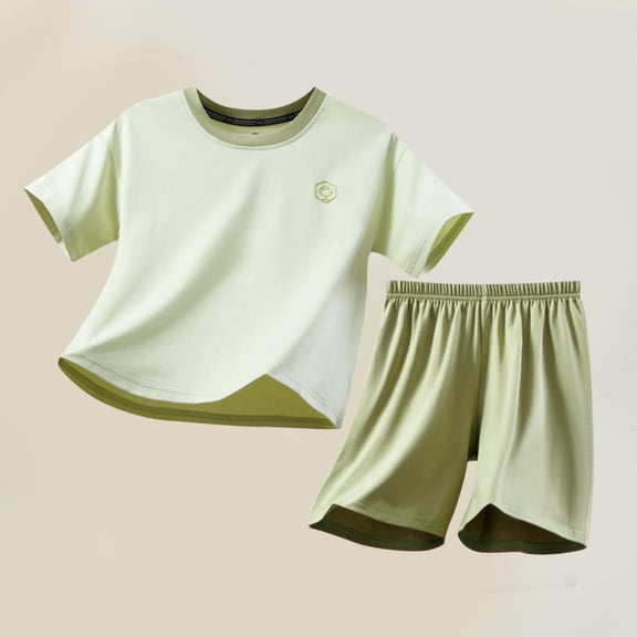 ATOGUTA Size 3-16 Years Boys Pajama Set Summer Short Sleeve PJ Set Kid Sleepwear Boys Pajamas Green