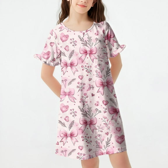 ATOGUTA Size 3T-12 Girls Pajamas Clothes Short Sleeve Princess Sleep Shirts Comfy Nightdress Sleepwear Multicolor