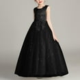 thumbnail image 1 of ATOGUTA Size 4T-14 Girls Dress Kids Tulle Wedding Guest Party Birthday Bridesmaid Communion Pageant Prom Ball Gown Black, 1 of 5