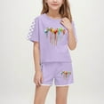 thumbnail image 1 of ATOGUTA Size 5-14 Years Girl's Clothing Sets Kids Short Sleeve T-Shirts and Elastic Waist Shorts Clothing Sets Purple, 1 of 6