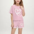 thumbnail image 1 of ATOGUTA Size 5-14 Years Teen Girls Clothes Kids Short Sleeve T-Shirts and Elastic Waist Shorts Clothing Sets Pink, 1 of 6