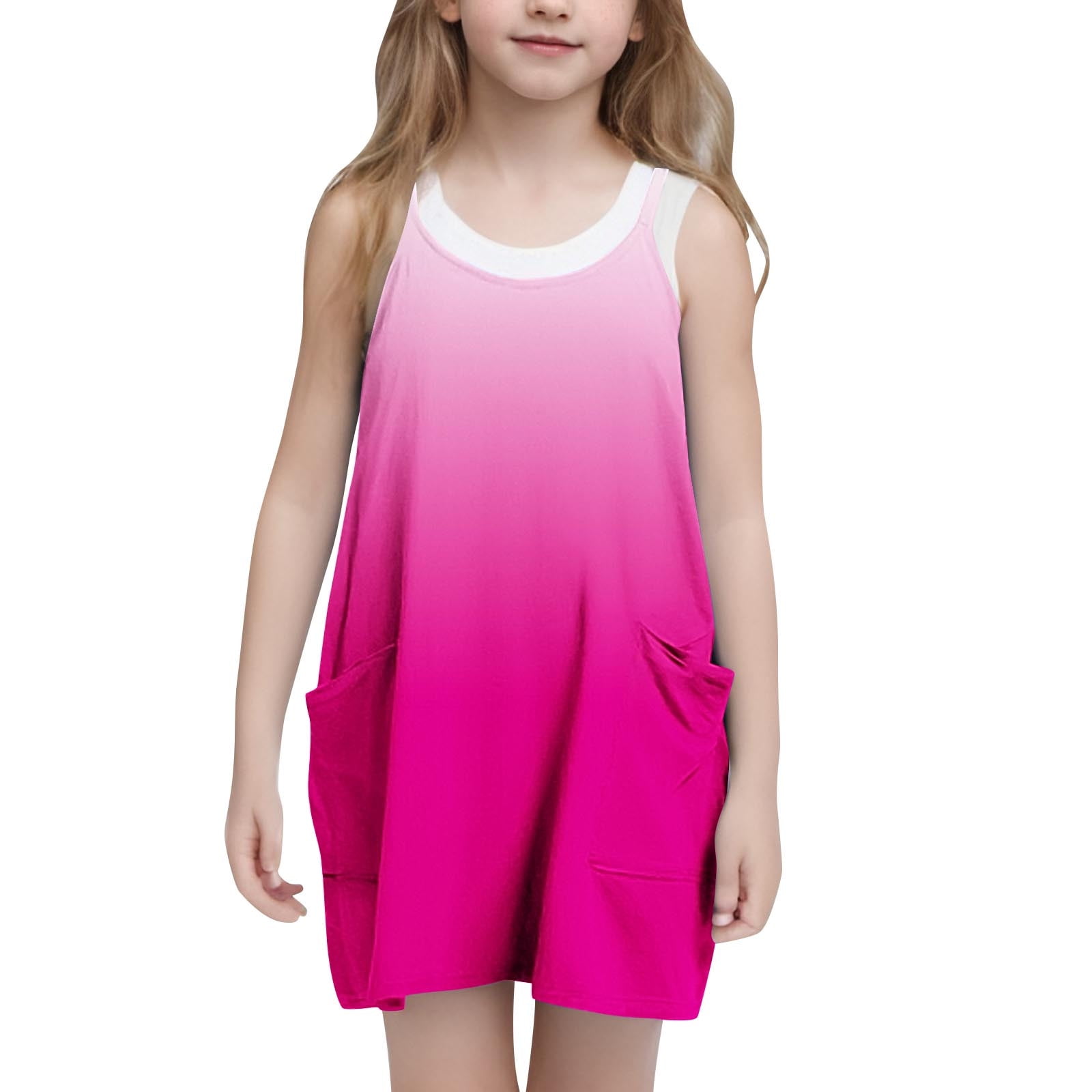 Atoguta Size 5t-14 Graduation Dress for Girls Casual Summer Straps Romper Dresses Tennis Dresses With Pockets Hot Pink, Girl's, Size: 9-10 Atoguta Size 5t-14 Graduation Dress for Girls Casual Summer Straps Romper Dresses Tennis Dresses With Pockets Hot Pink, Girl's, Size: 9-10