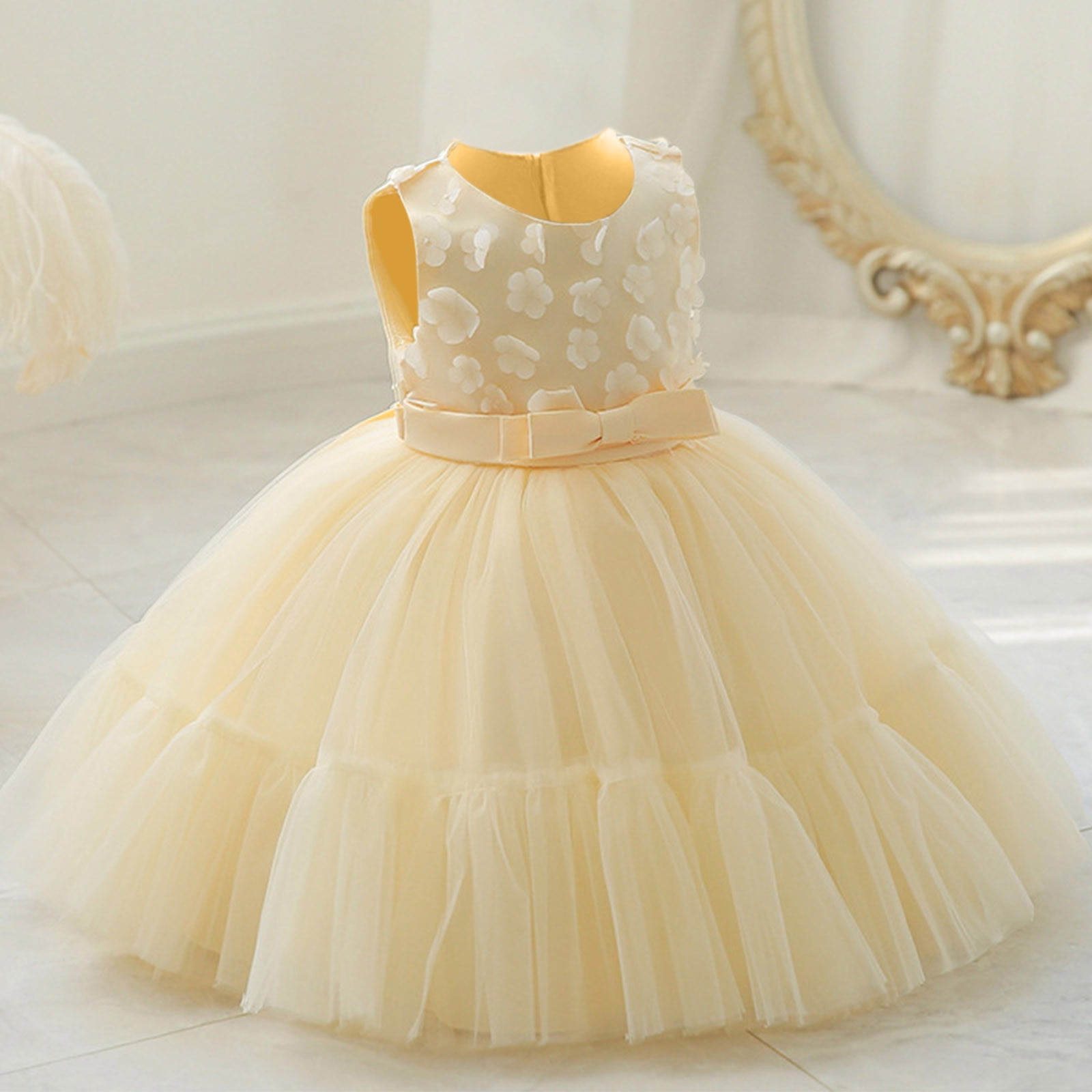 Toddler Girls Flower Party Dress – Sleeveless Pageant Gown For Wedding, Birthday, Special Occasions