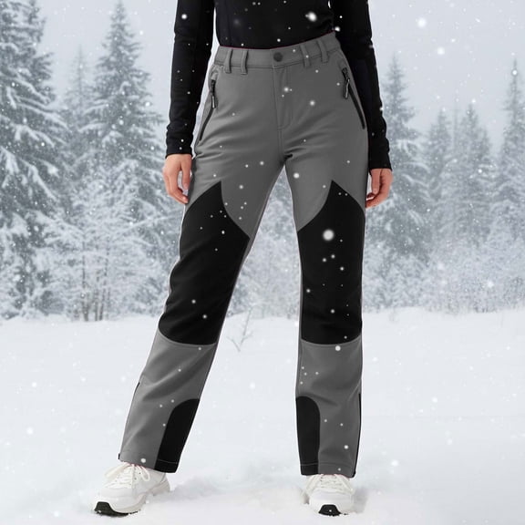 ATOGUTA Ski Girl Pants Warm Fleece Windproof Water Proof Outdoor Hiking Ski Pants Size 4T-13, Gray