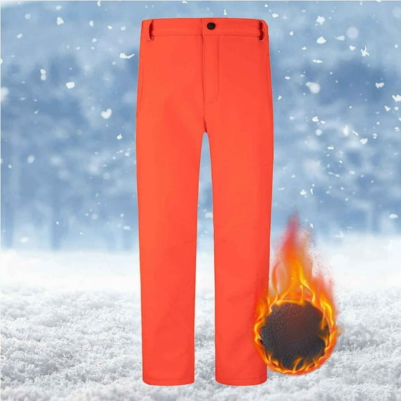 ATOGUTA Ski Pants Kids Warm Fleece Windproof Water Proof Outdoor Hiking Ski Pants Size 6-17, Orange