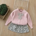 thumbnail image 1 of ATOGUTA Skirt And Sweater Set For Girl Button Down Cardigan Sweater Winter Coat Set Fall Winter 2 Piece Outfits Size 1T-8, Pink, 1 of 5