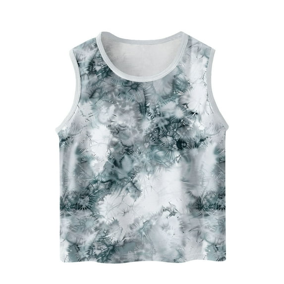 ATOGUTA Sleeveless Tops for Boys Girls Gray Kids Tie Dye Sleeveless Workout Running Sports Shirts Size 3T-15