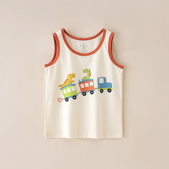 ATOGUTA Sleeveless Tops for Boys Red Crew Neck Undershirt Everyday Wear Tees Size 2T-9