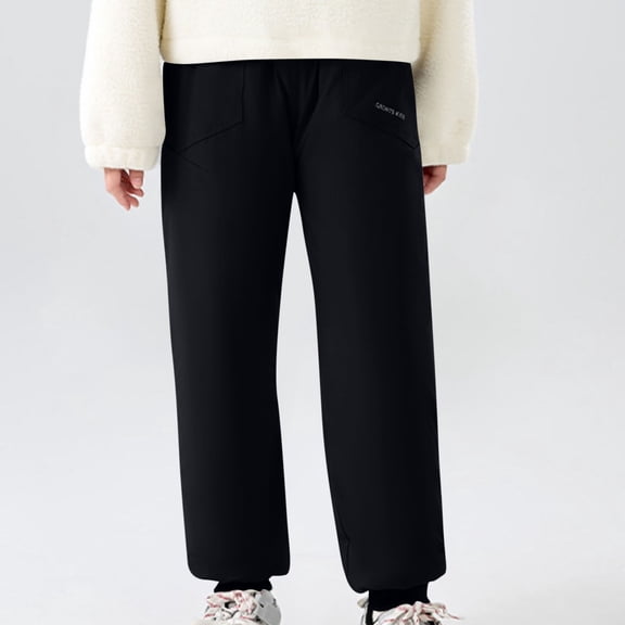 ATOGUTA Snow Pants Ski Pants Kids Fleece Girls Active Joggers Soft Athletic Sweat Pants for Kids with Pocket Size 5T-15, Black