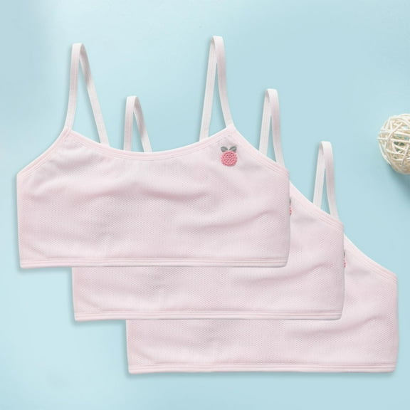 ATOGUTA Sports 3 Pack Bra Girls Size 8-14 Crop Cami Training Bras for Girls Seamless Bra Design Pink