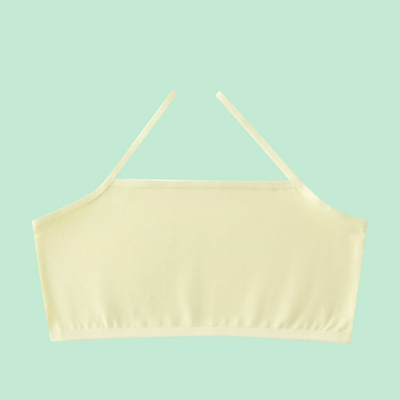 ATOGUTA Sports Bra Girls Size 8-13 Kids Athletic Seamless Stretchy Crop Tops Dance Yoga Yellow