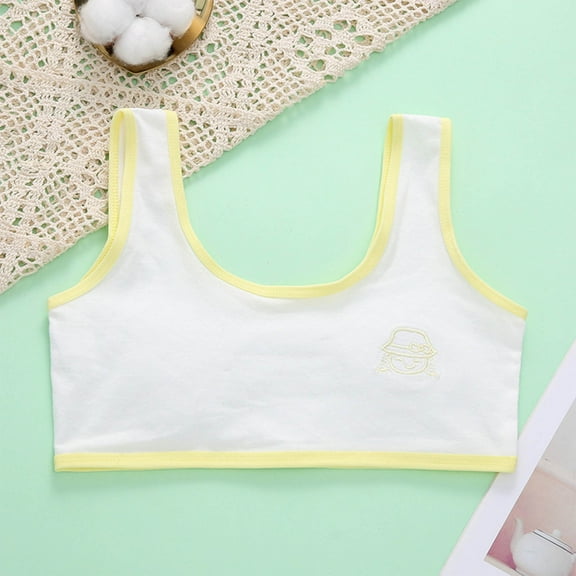 ATOGUTA Sports Bra for Girls Size 7-12 Crop Cami Training Bras for Girls Seamless Bra Design Yellow