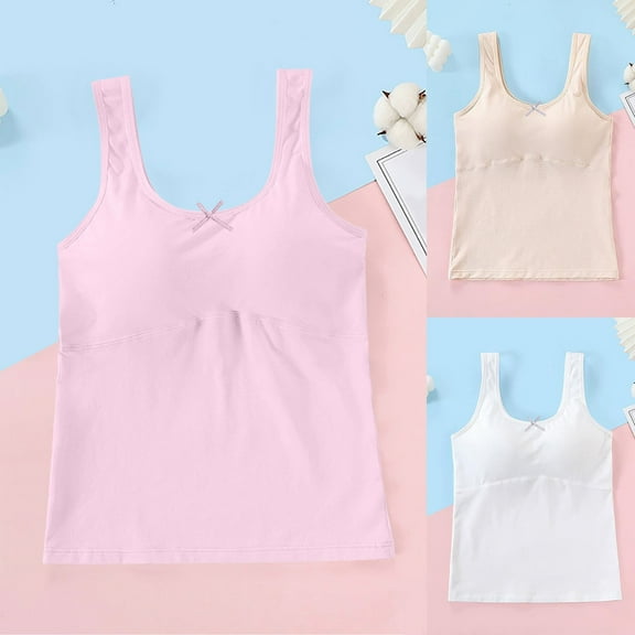 ATOGUTA Sports Bra for Girls Size 8-12 Bralette Seamless Cami Crop Bras Built-Up Stretch Sports Bra in Everyday Colors Pink