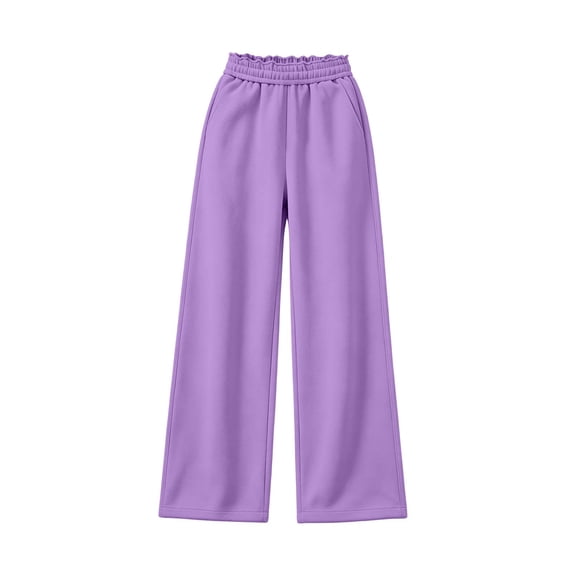 ATOGUTA Straight Leg Sweatpants Girls Wide Leg High Waist Baggy Pants with Pockets Size 5T-15