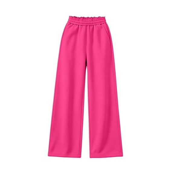 ATOGUTA Straight Leg Sweatpants Girls Wide Leg High Waist Baggy Pants with Pockets Size 5T-15